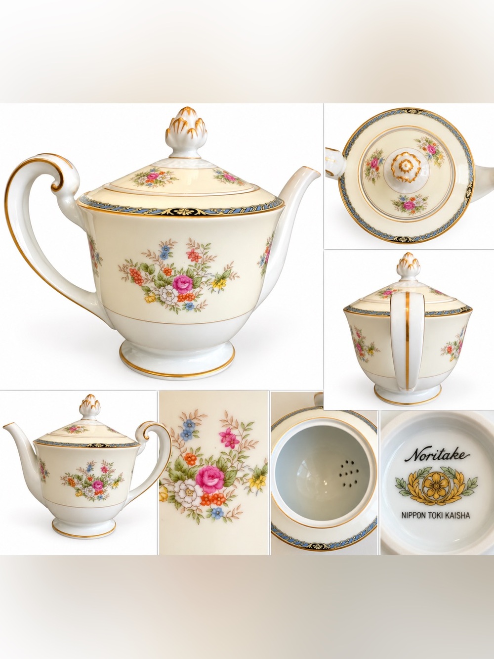 1940s Antique Vintage N928 Noritake Nippon Toki Kaisha Floral Teapot